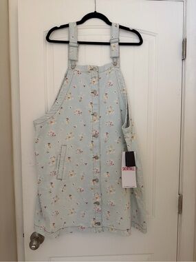 Women’s Light Blue Denim Floral Skirtall Dress